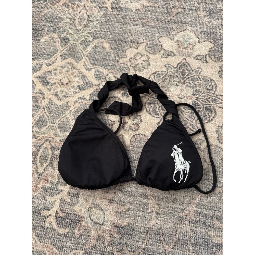 Polo Ralph Lauren Black Halter Bikini Top Logo